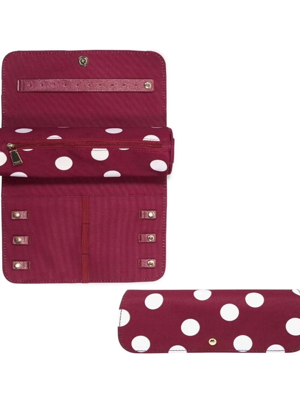 kate spade Burgundy and White Polka Dot Travel Organizer